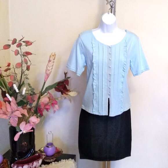 NWT Womens Summer Tunic Tops Short Sleeve Scoop Neck Casual Loose Blouse M 8 10 - Picture 3 of 9